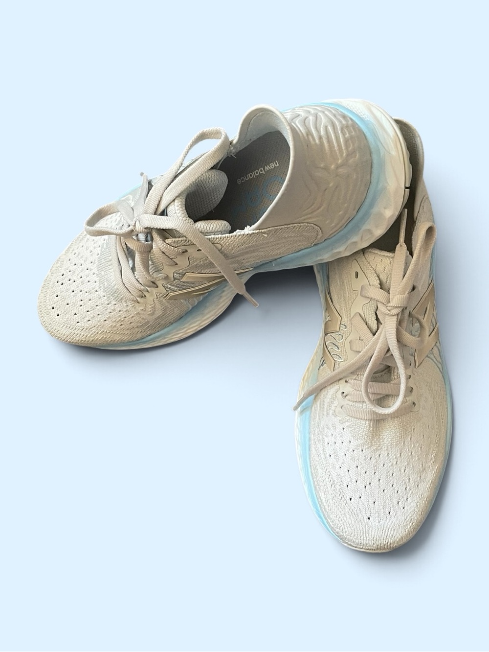 New Balance Women's Gray Sneakers with Light Blue Accents, like new, size 8.5